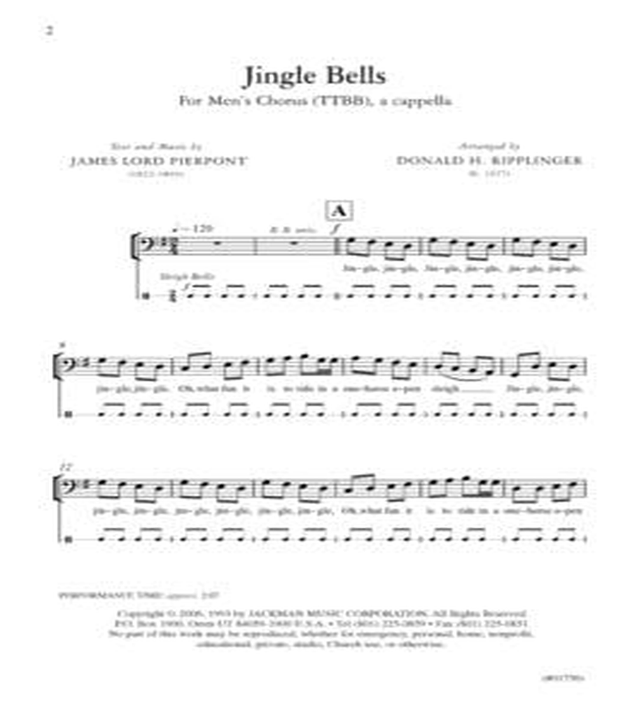 Jingle Bells - TTBB, a cappella TTBB scores gallery preview page 2