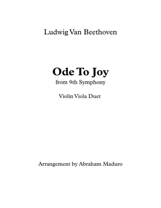 Book cover for Beethoven's Ode To Joy Violin Viola Duet