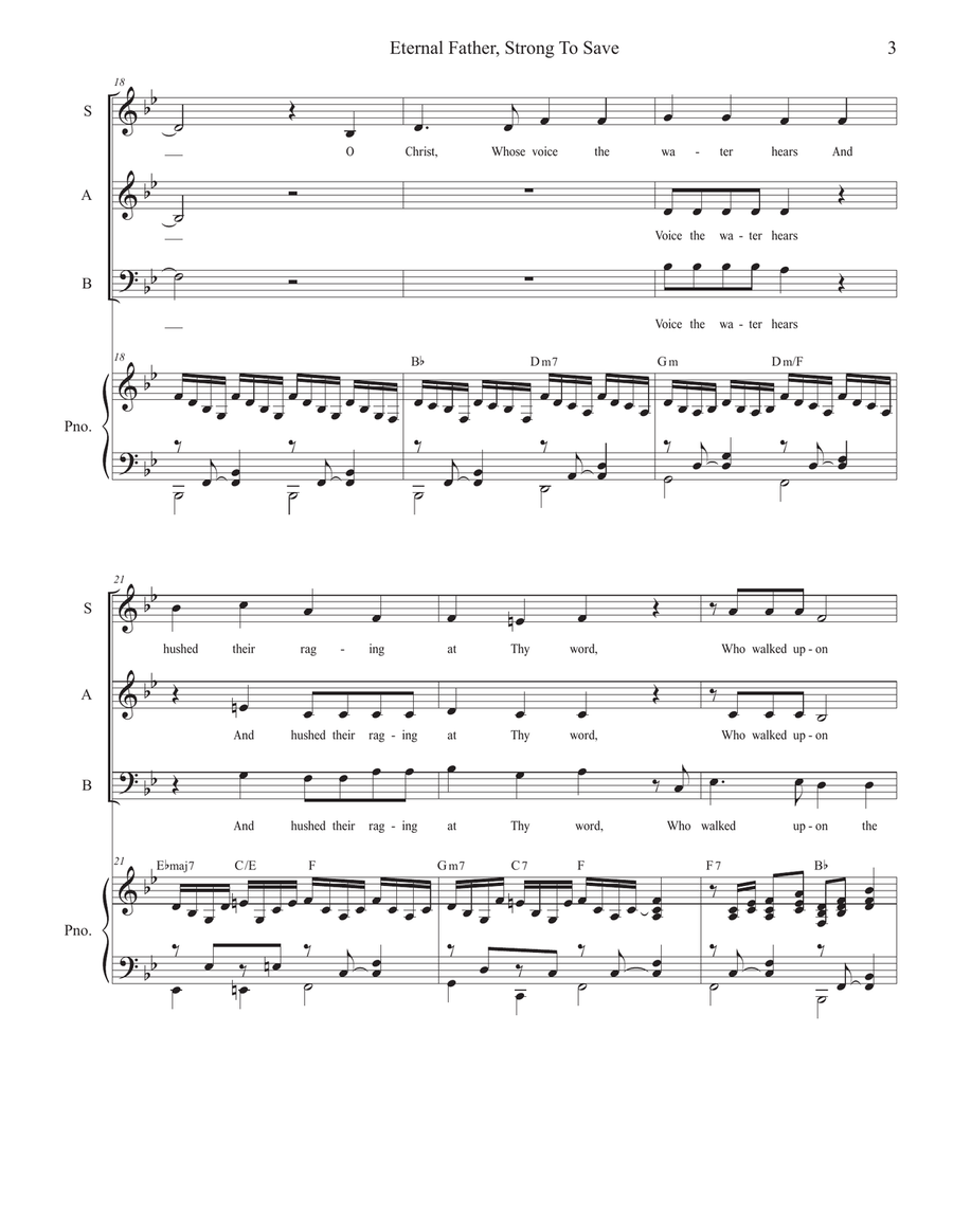Eternal Father, Strong To Save (The Navy Hymn) (Vocal Trio - (SAB) Eternal Father, Strong To Save (The Navy Hymn) (Vocal Trio - (SAB) 3-Part scores gallery preview page 3