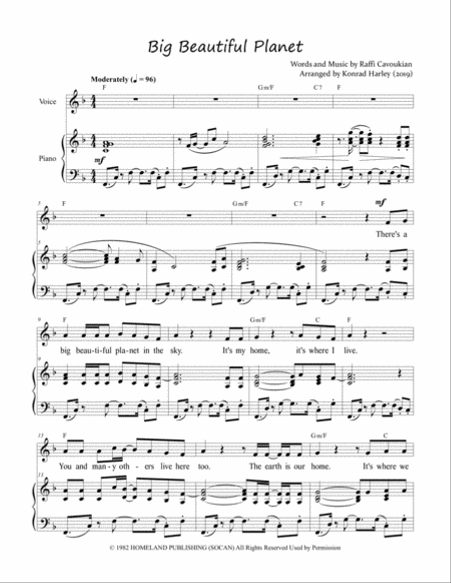 Big Beautiful Planet Big Beautiful Planet Voice scores gallery preview page 1