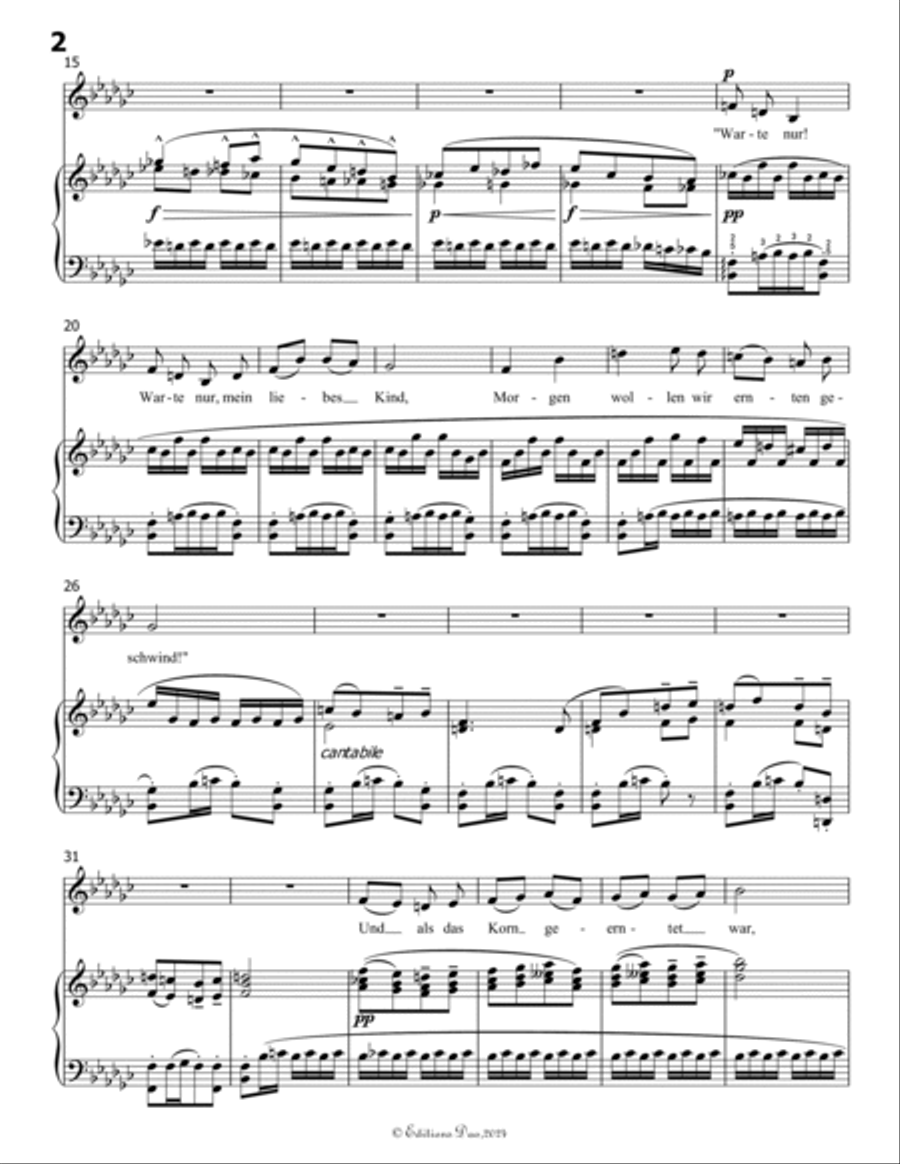 Das irdische Leben, by Mahler, in G flat Major Piano, Vocal scores gallery preview page 4