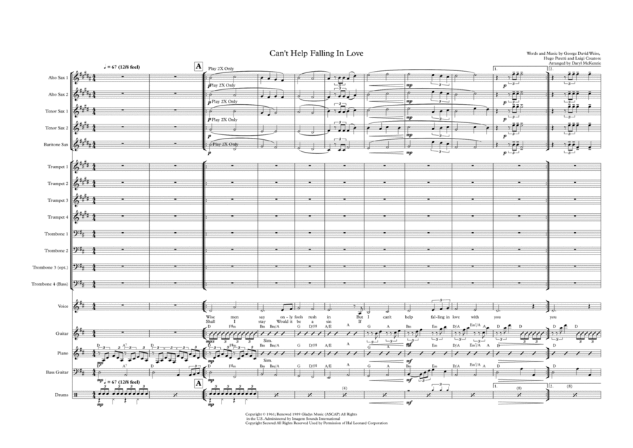 Can't Help Falling In Love Jazz Ensemble scores gallery preview page 1