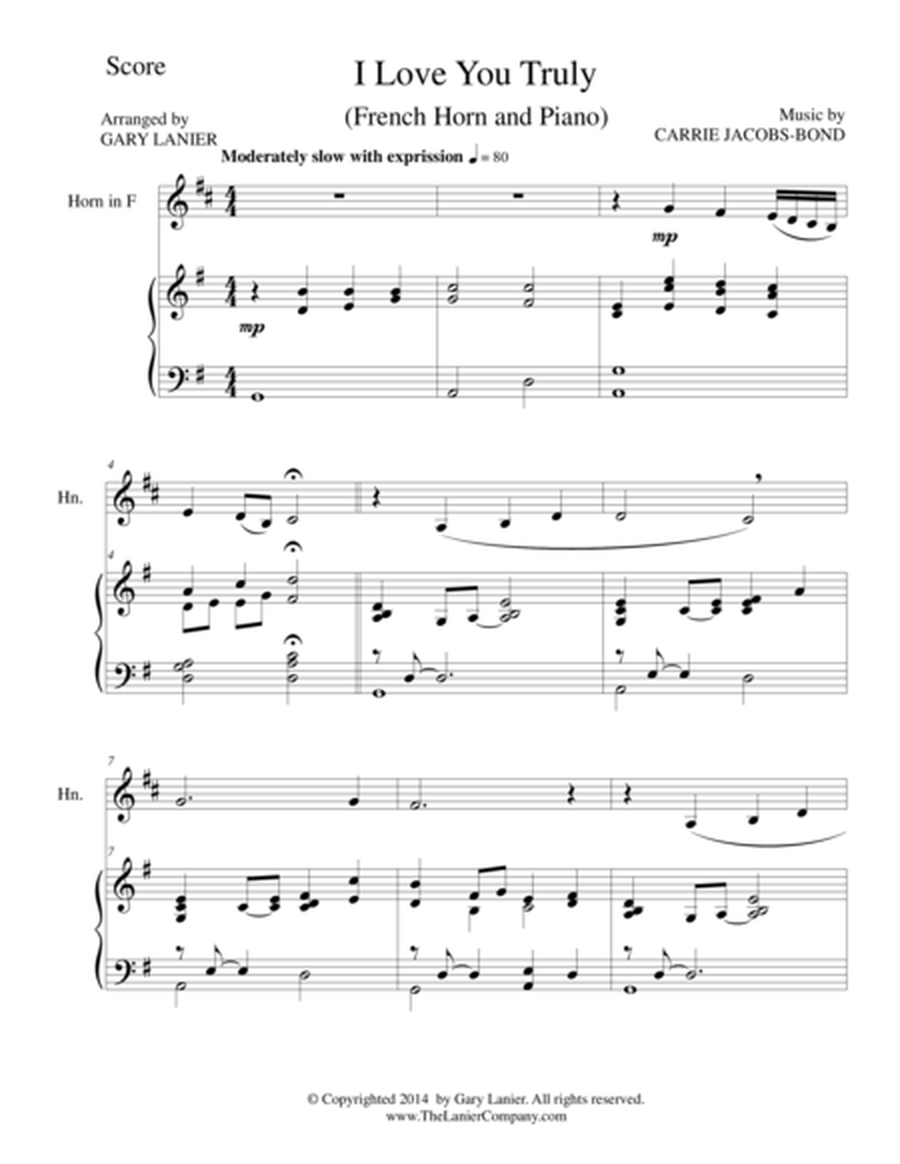 I LOVE YOU TRULY (Duet for French Horn/Piano with Score and Horn Part) image number null