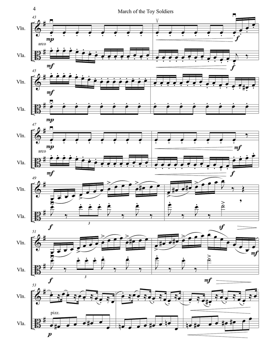 March of the Toy Soldiers from the Nutcracker for Violin & Viola String Duet scores gallery preview page 5