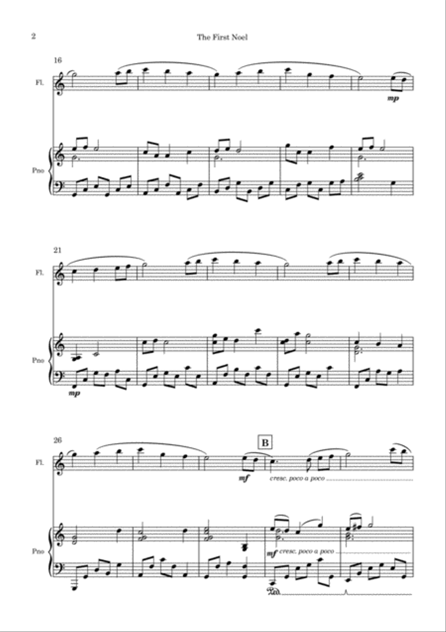 The First Noel (O Primeiro Natal) - Piano and Flute Woodwind Ensemble scores gallery preview page 3
