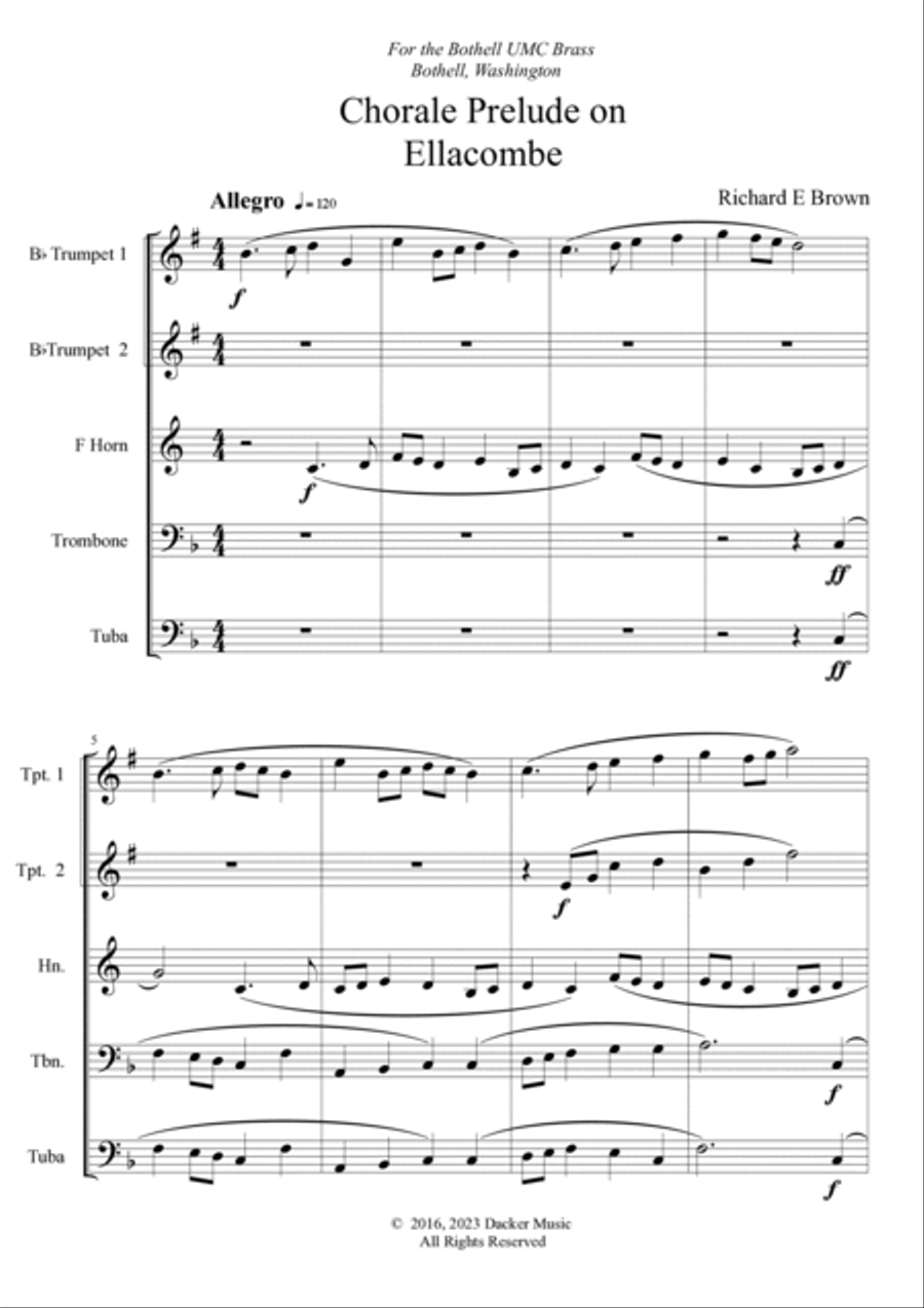 Chorale Prelude on Ellacombe - Brass Quintet Brass Quintet scores gallery preview page 3