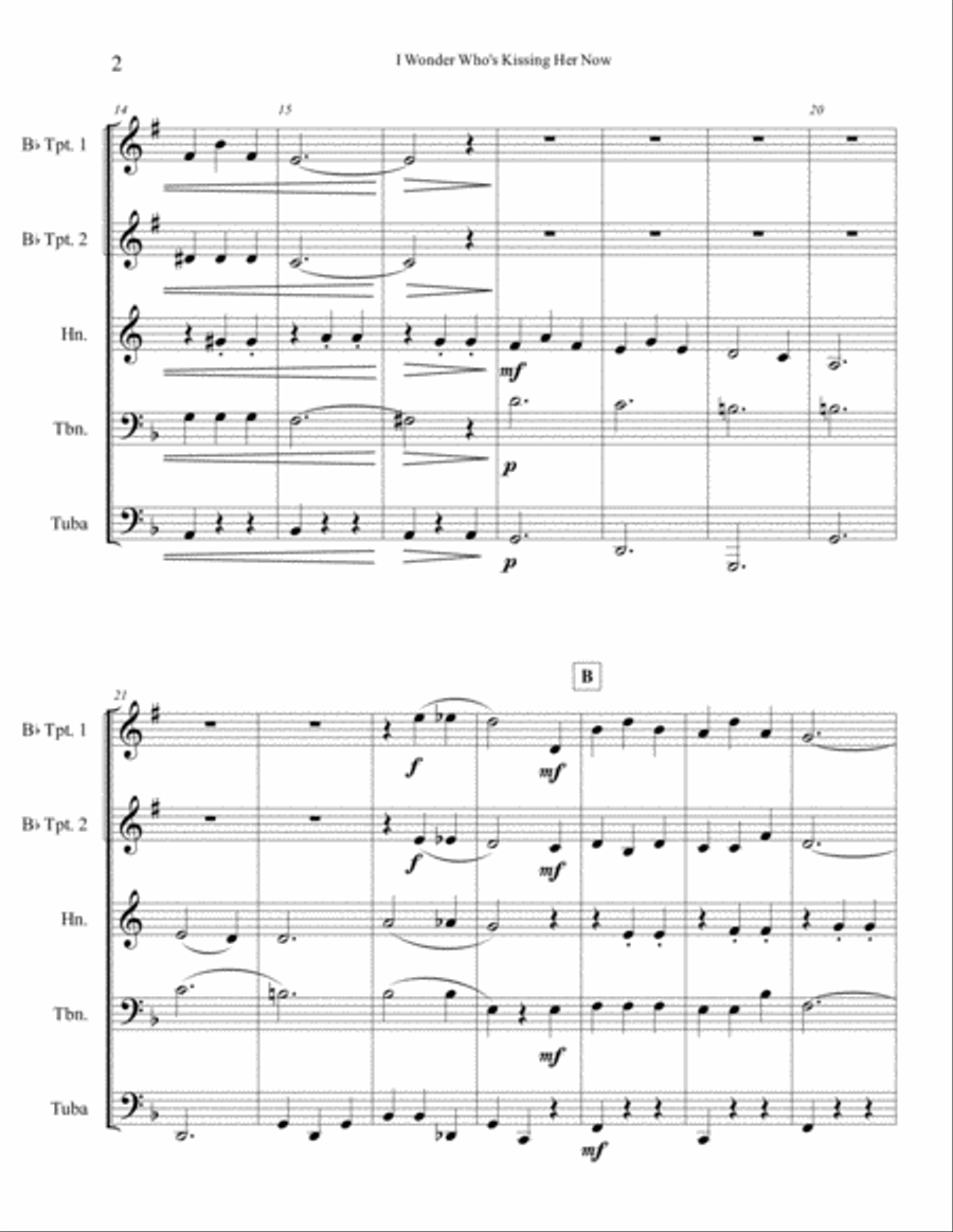 I Wonder Who’s Kissing Her Now Brass Ensemble scores gallery preview page 3