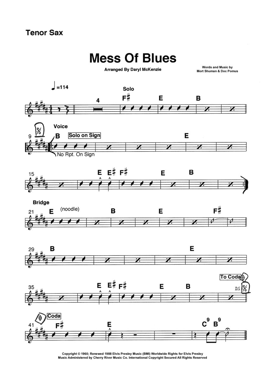 A Mess Of Blues Tenor Saxophone scores gallery preview page 1