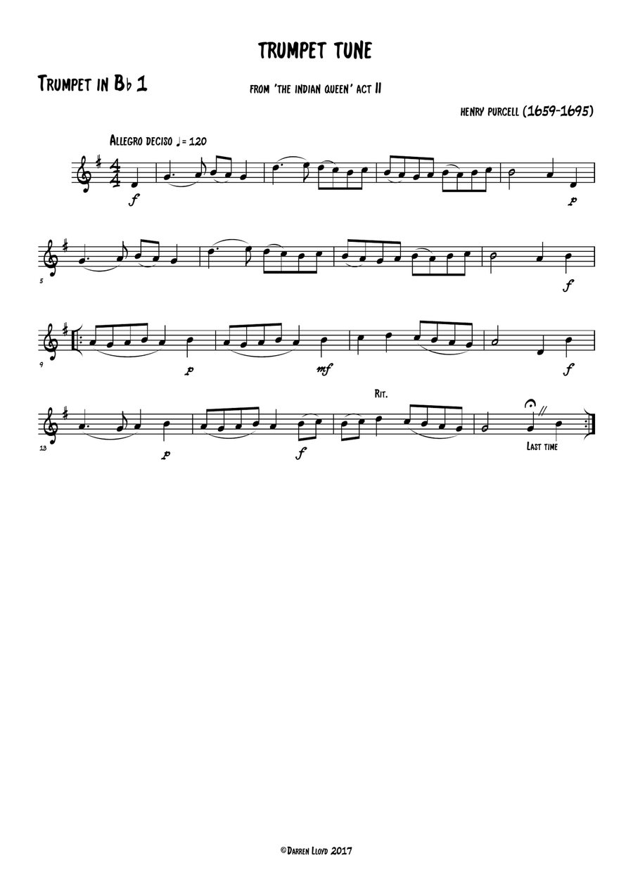 Trumpet tune for Trumpet/Brass quartet (Treble clef) Brass Quartet scores gallery preview page 3