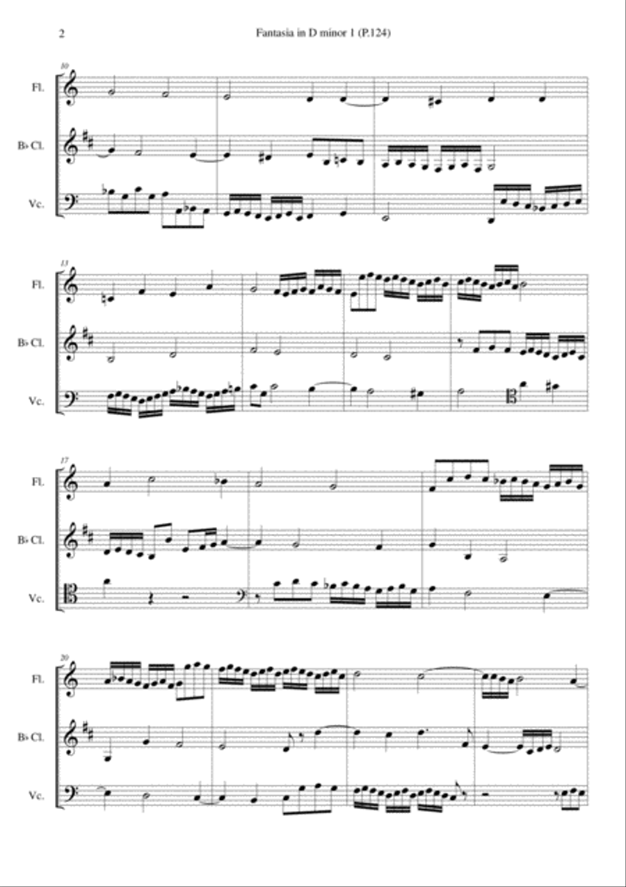 Fantasia in D minor 1 (P.124) Clarinet scores gallery preview page 2