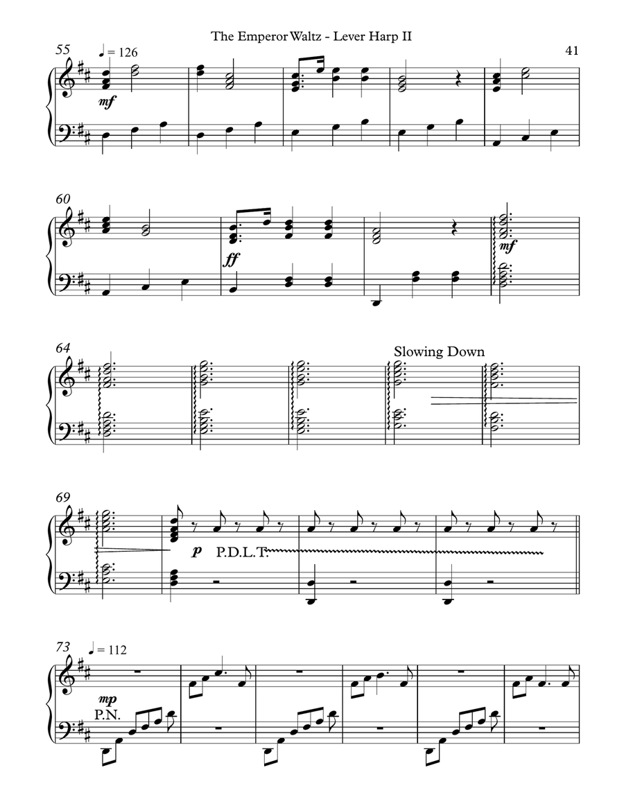 The Emperor Waltz, Lever Harp II Celtic Harp scores gallery preview page 4