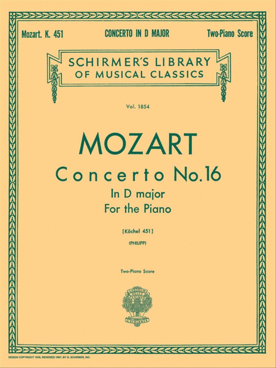Concerto No. 16 in D, K.451 Piano scores gallery preview page 1