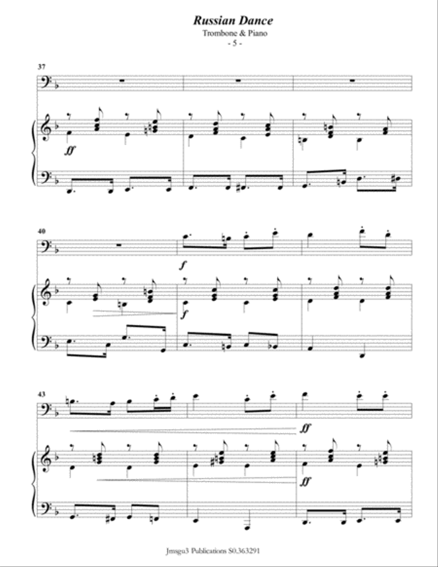 Tchaikovsky: Russian Dance from Nutcracker Suite for Trombone & Piano Piano scores gallery preview page 6