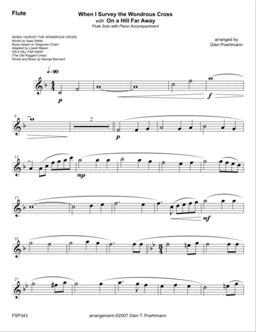 WHEN I SURVEY THE WONDROUS CROSS/ON A HILL FAR AWAY - FLUTE SOLO with Piano (Grade 3) Flute Solo scores gallery preview page 5