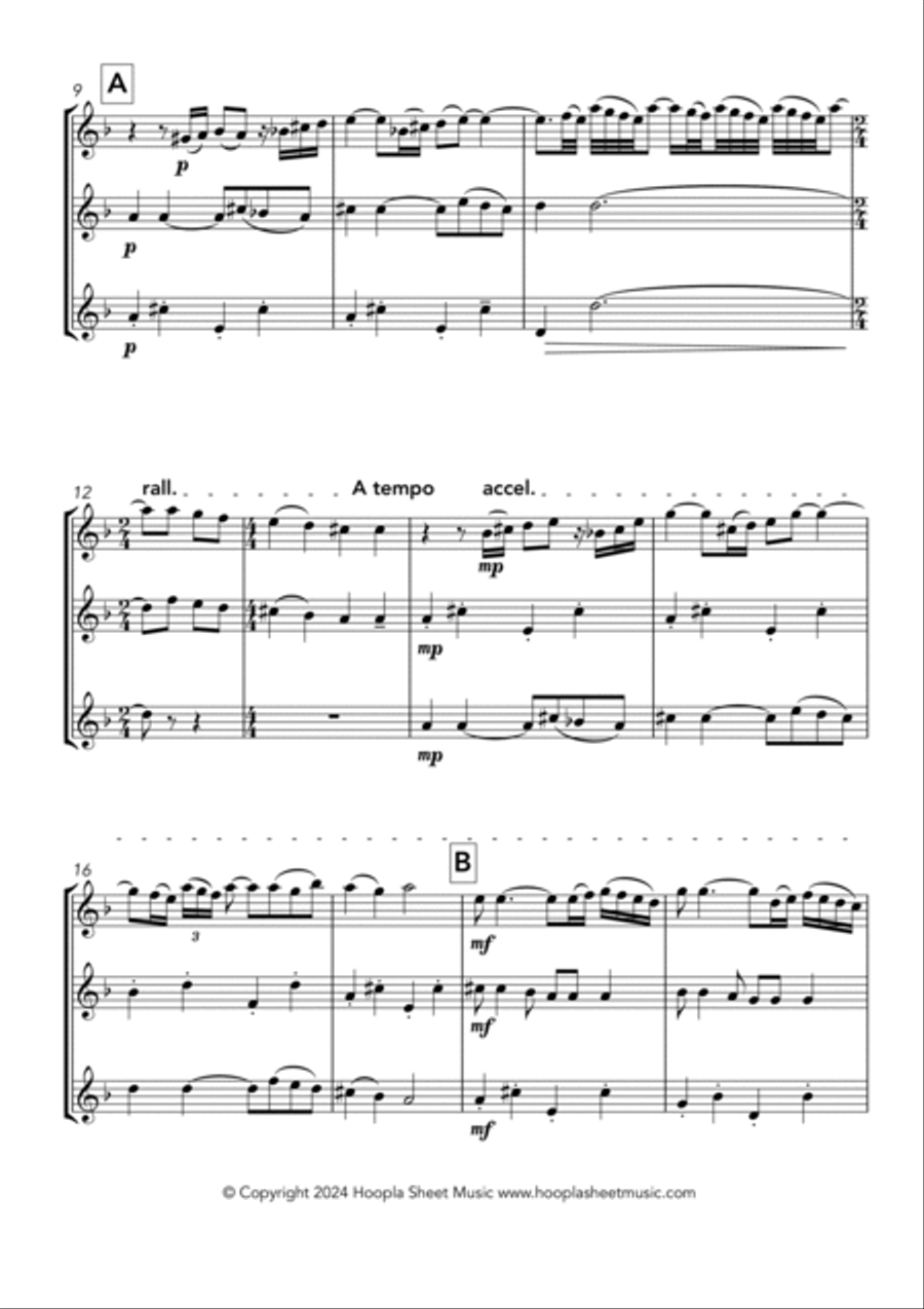 Hava Nagila Hava Nagila Clarinet Trio scores gallery preview page 2