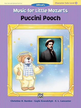 Book cover for Music for Little Mozarts: Character Solo -- Puccini Pooch, Level 4