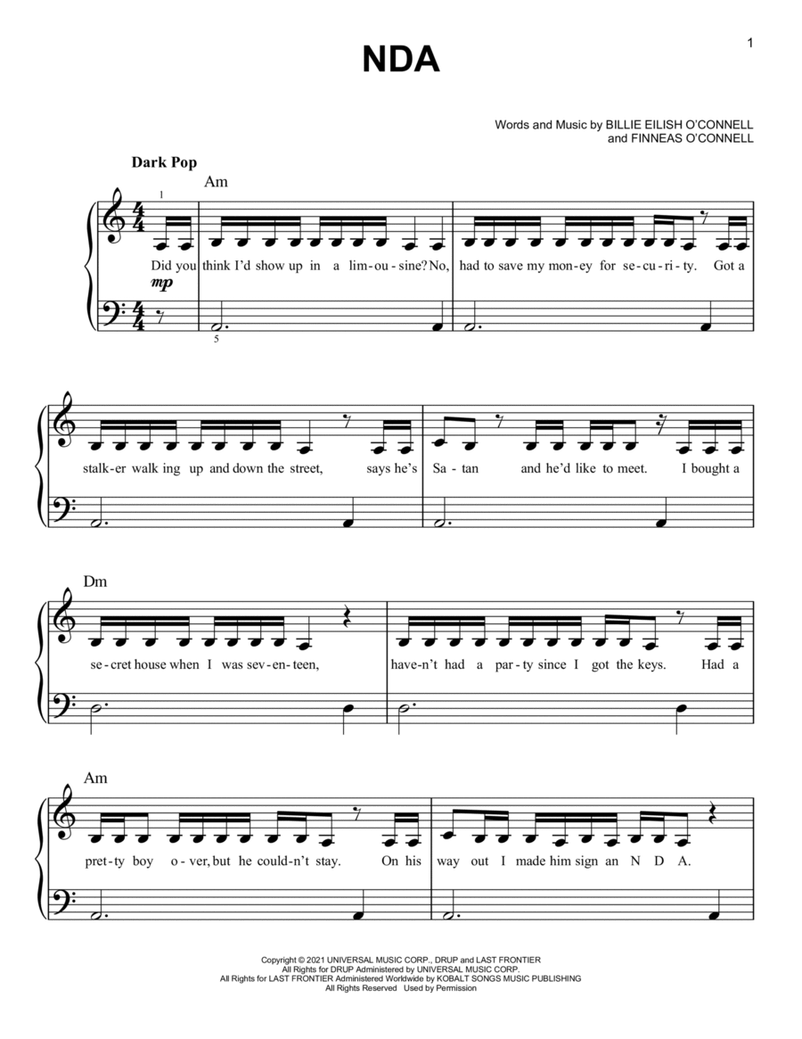 NDA Easy Piano scores gallery preview page 1