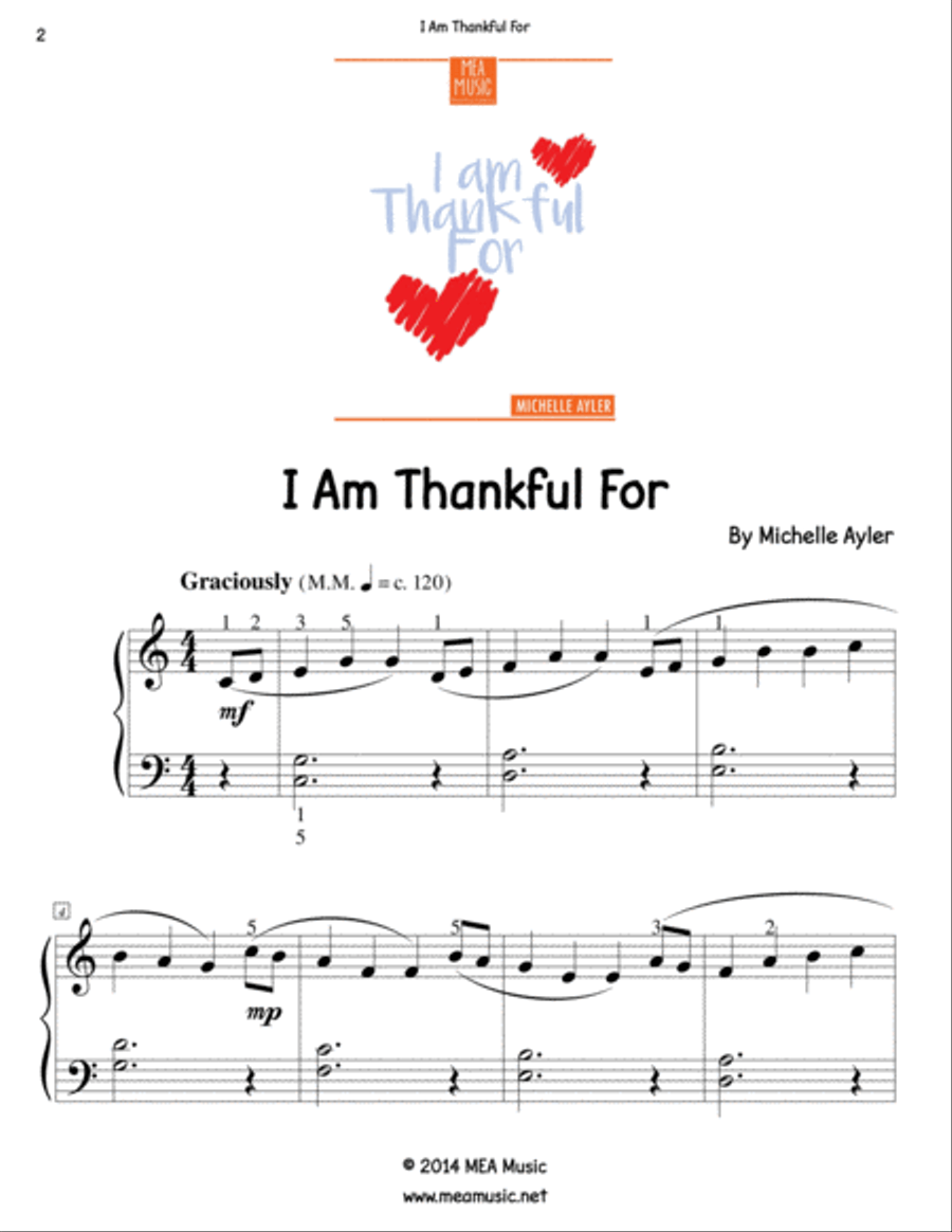 I Am Thankful For Easy Piano scores gallery preview page 2