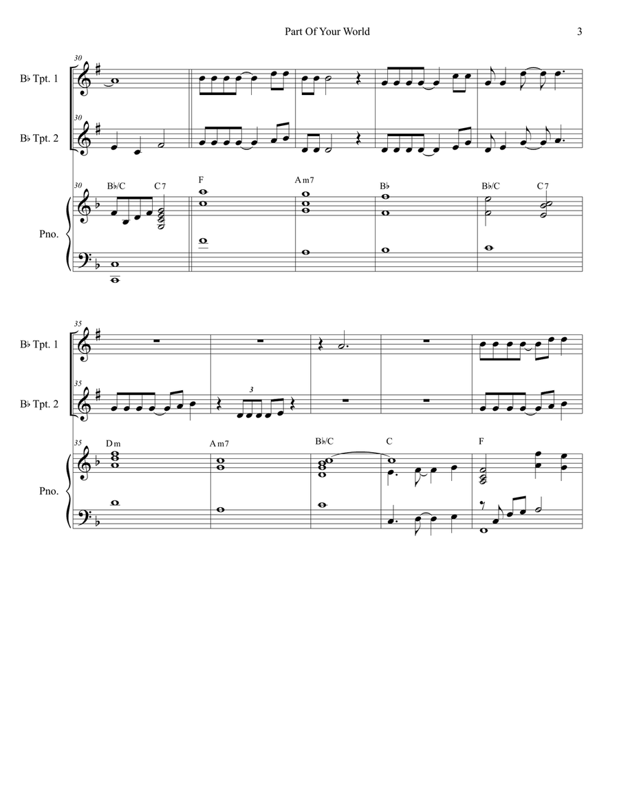 Part Of Your World Trumpet Duet scores gallery preview page 3