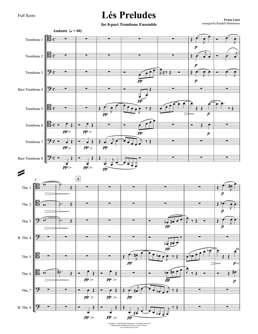 Lés Preludes for 8-part Trombone Ensemble Brass Ensemble scores gallery preview page 1