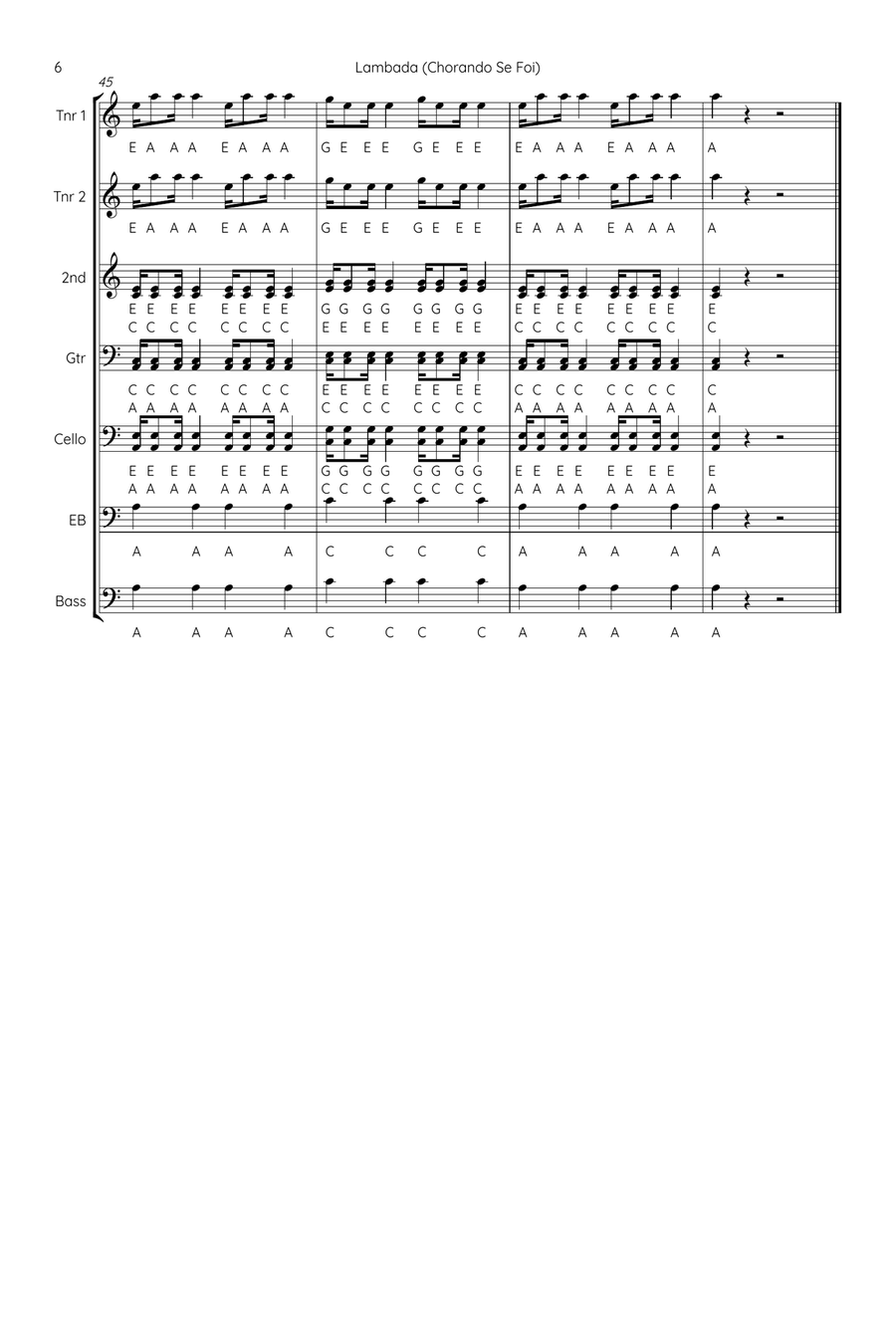 Chorando Se Foi (Lambada) Steel Drum Band scores gallery preview page 6