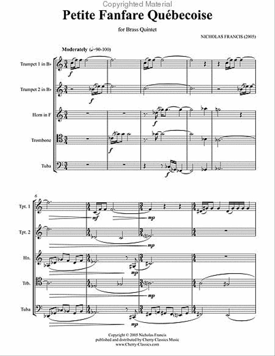 Petite Fanfare Québecoise Brass Quintet scores gallery preview page 2