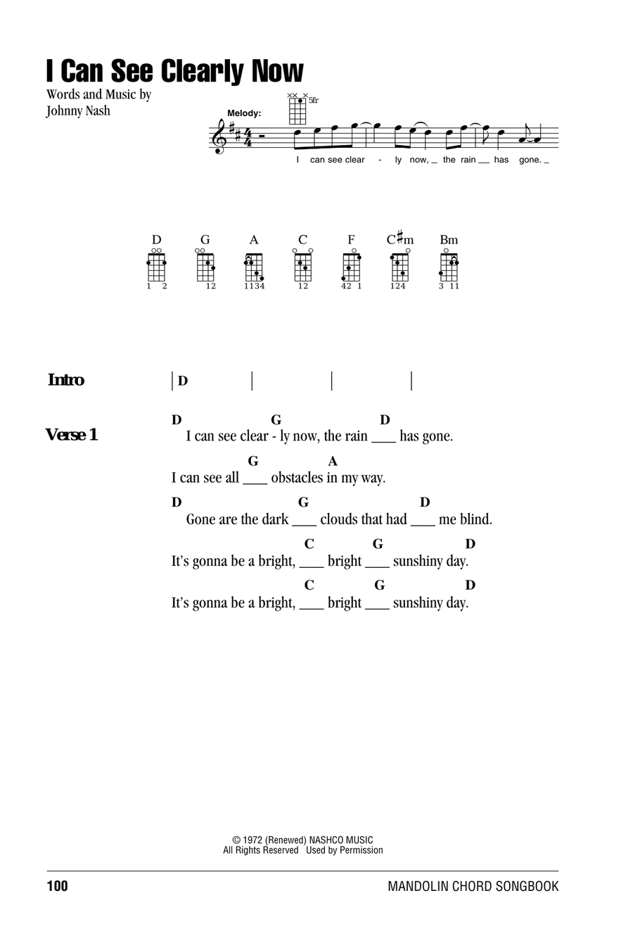 I Can See Clearly Now Mandolin scores gallery preview page 1