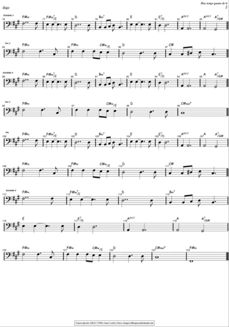 Hoy Tengo Ganas De Ti Hoy Tengo Ganas De Ti Bass Voice scores gallery preview page 5