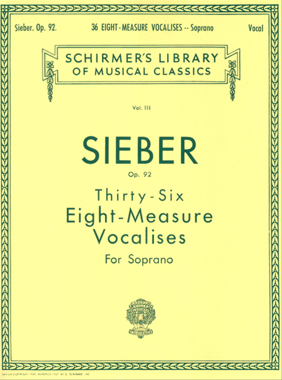 36 Eight-Measure Vocalises, Op. 92 Voice - Sheet Music