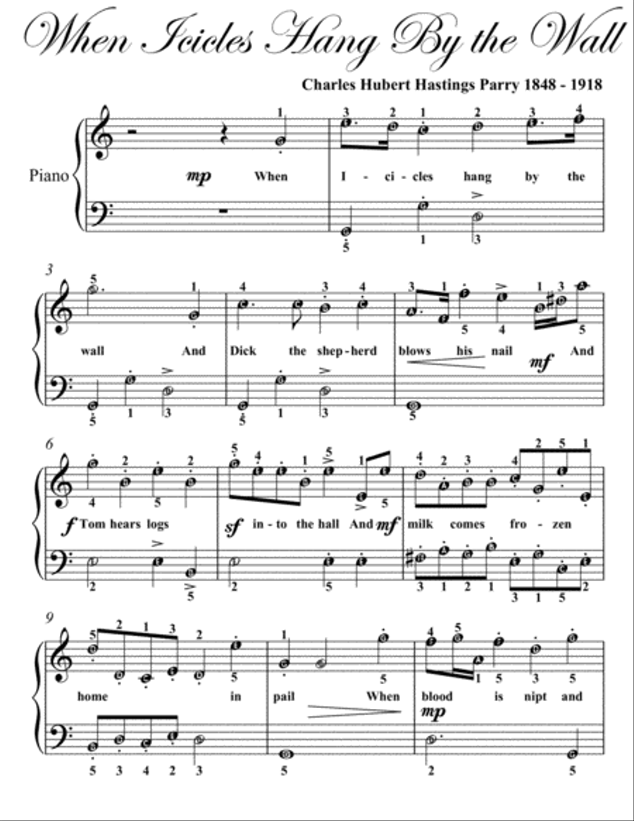 When Icicles Hang By the Wall Easy Piano Sheet Music Easy Piano scores gallery preview page 2