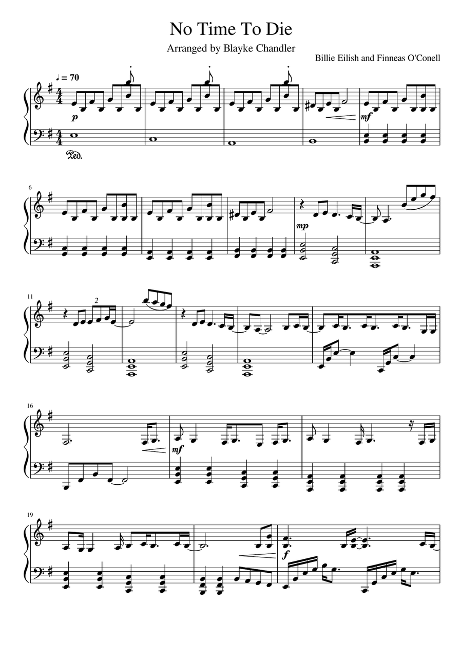 No Time To Die No Time To Die Piano Solo scores gallery preview page 1