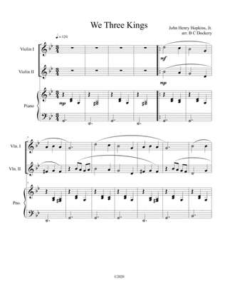 Book cover for We Three Kings (violin duet) with optional piano accompaniment