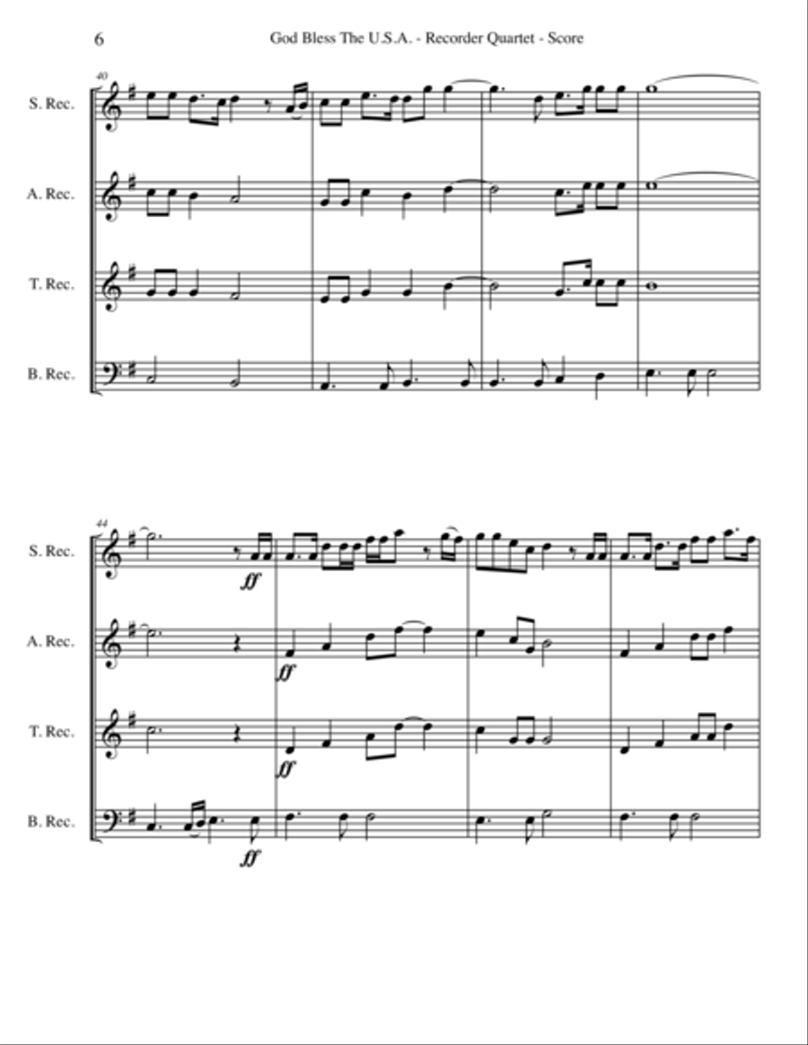 God Bless The U.S.A. Woodwind Quartet scores gallery preview page 6
