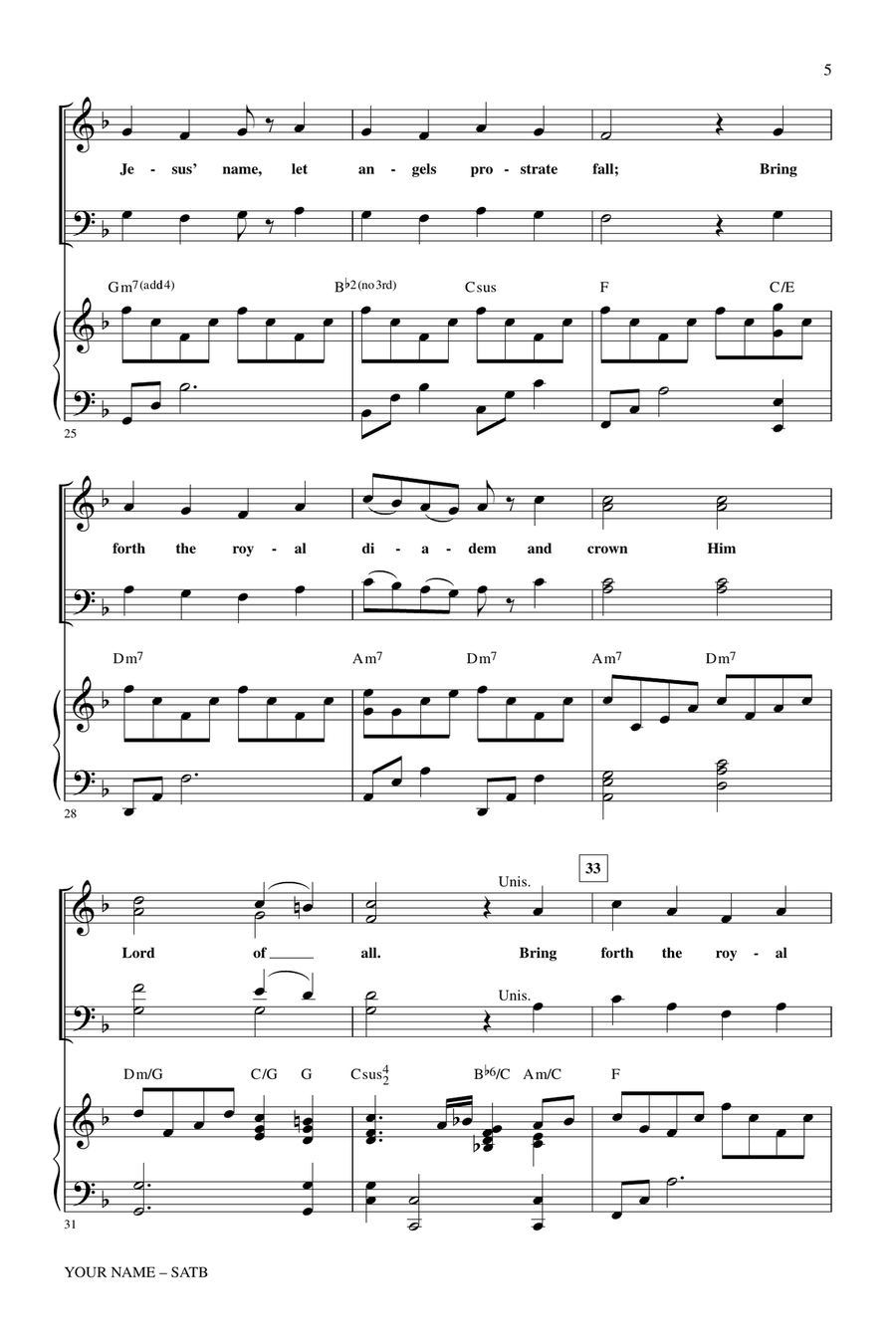 Your Name (with All Hail The Power Of Jesus' Name) 4-Part scores gallery preview page 4