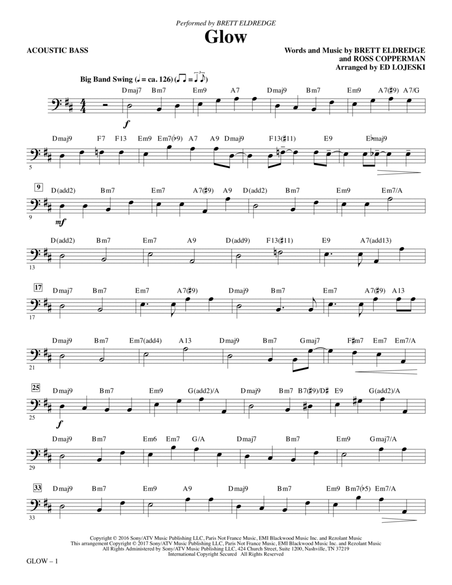 Glow - Acoustic Bass Choir scores gallery preview page 1