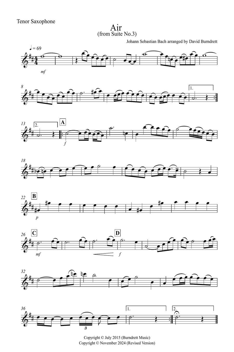 Air on a G String for Tenor Saxophone and Bassoon Duet Bassoon scores gallery preview page 3
