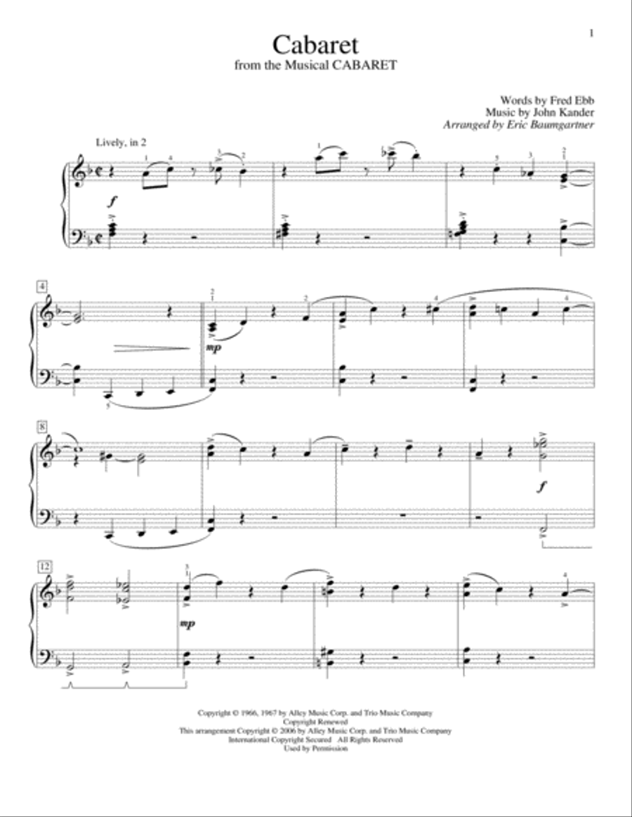 Cabaret Cabaret Piano Method scores gallery preview page 1