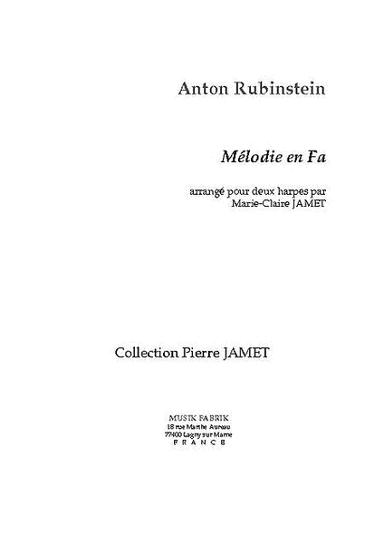 Melody en Fa by Anton Rubinstein Harp - Sheet Music