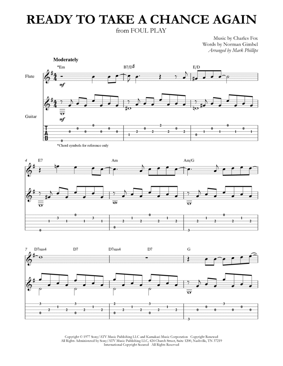 Ready To Take A Chance Again Flute scores gallery preview page 1