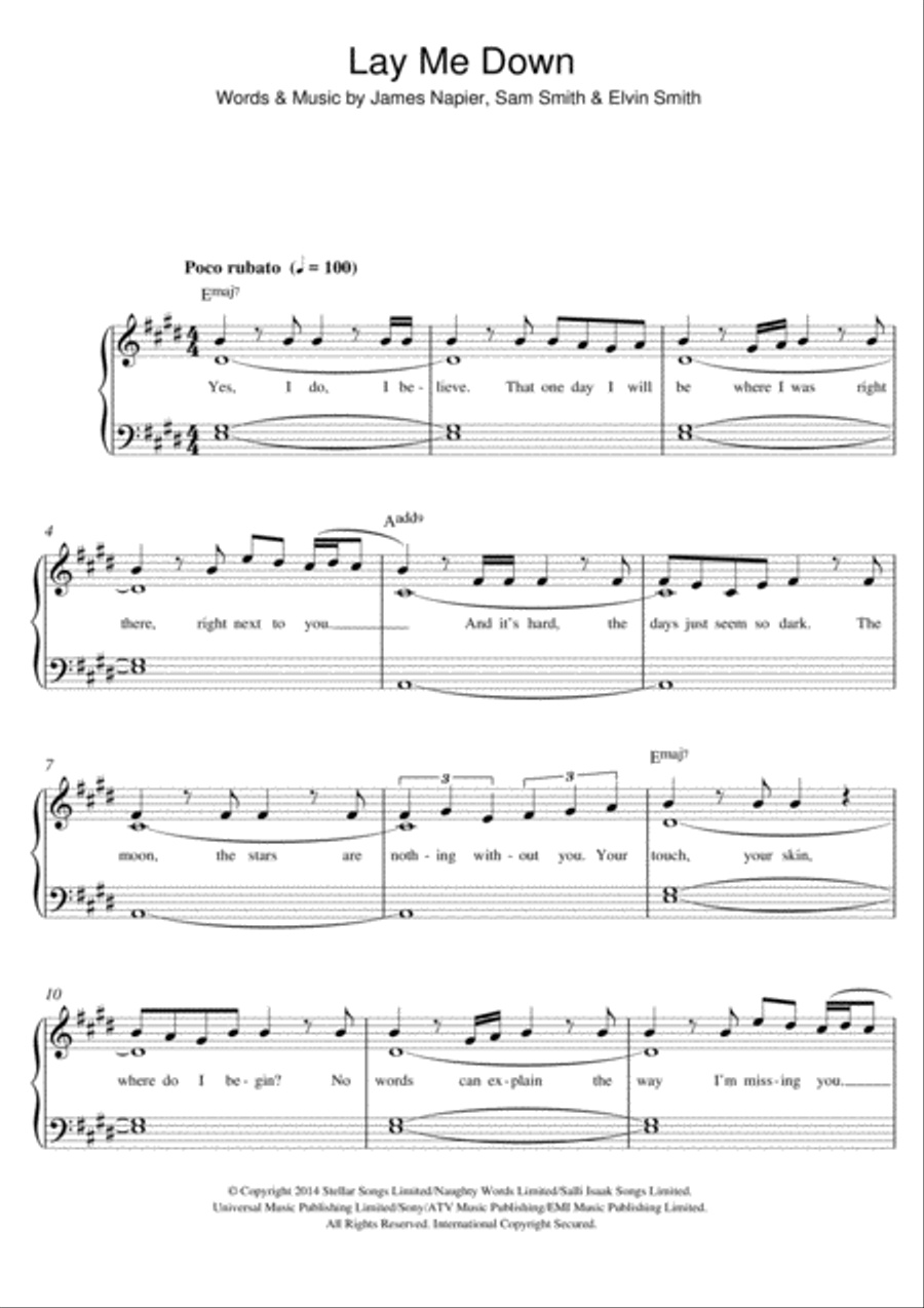 Lay Me Down Lay Me Down Easy Piano scores gallery preview page 1