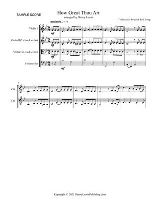 HOW GREAT THOU ART, STRING TRIO, Intermediate Level for 2 violins and cello or violin, viola and cel