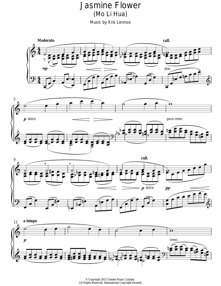 Jasmine Flower Piano Solo scores gallery preview page 1