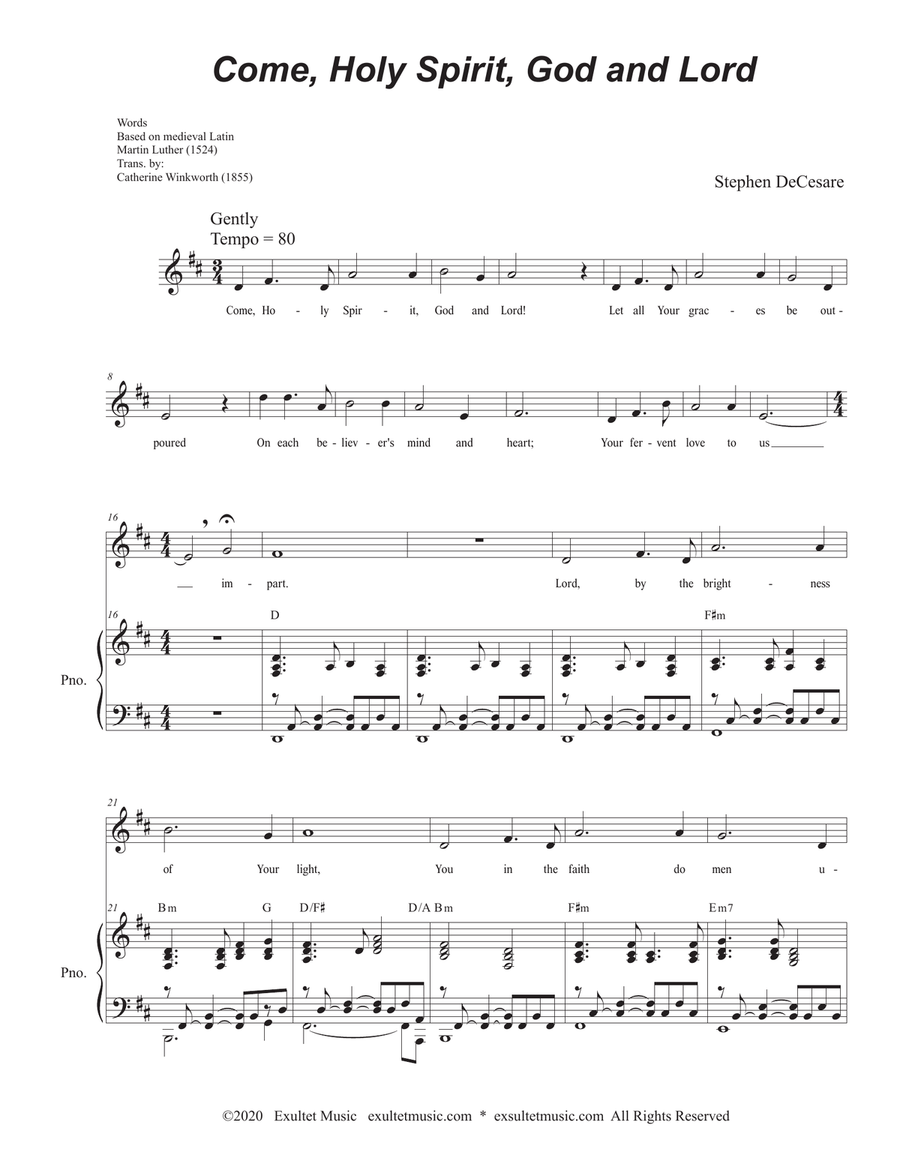 Come, Holy Spirit, God and Lord (Vocal solo) Piano, Vocal scores gallery preview page 1