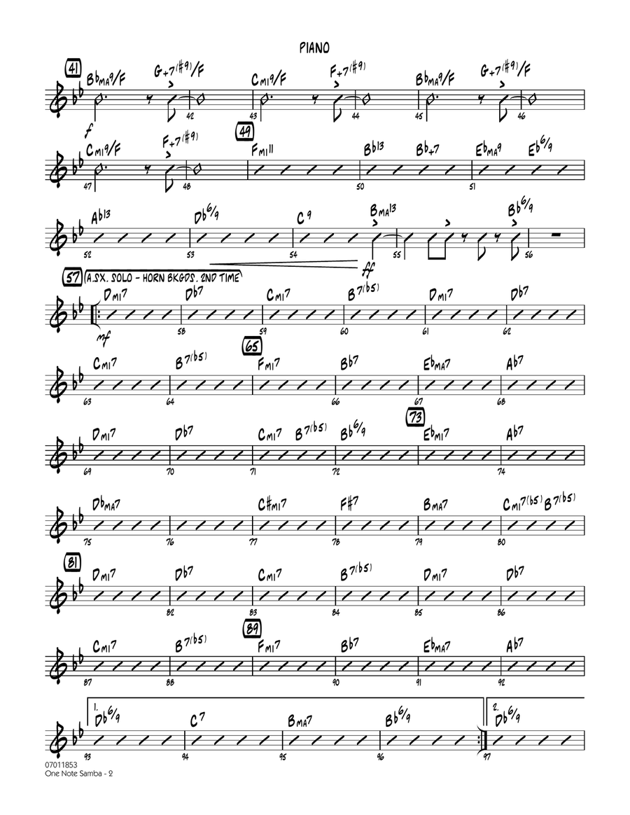 One Note Samba - Piano Jazz Ensemble scores gallery preview page 2