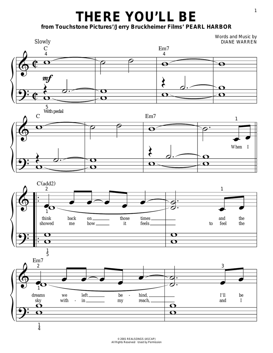 There You'll Be Easy Piano scores gallery preview page 1