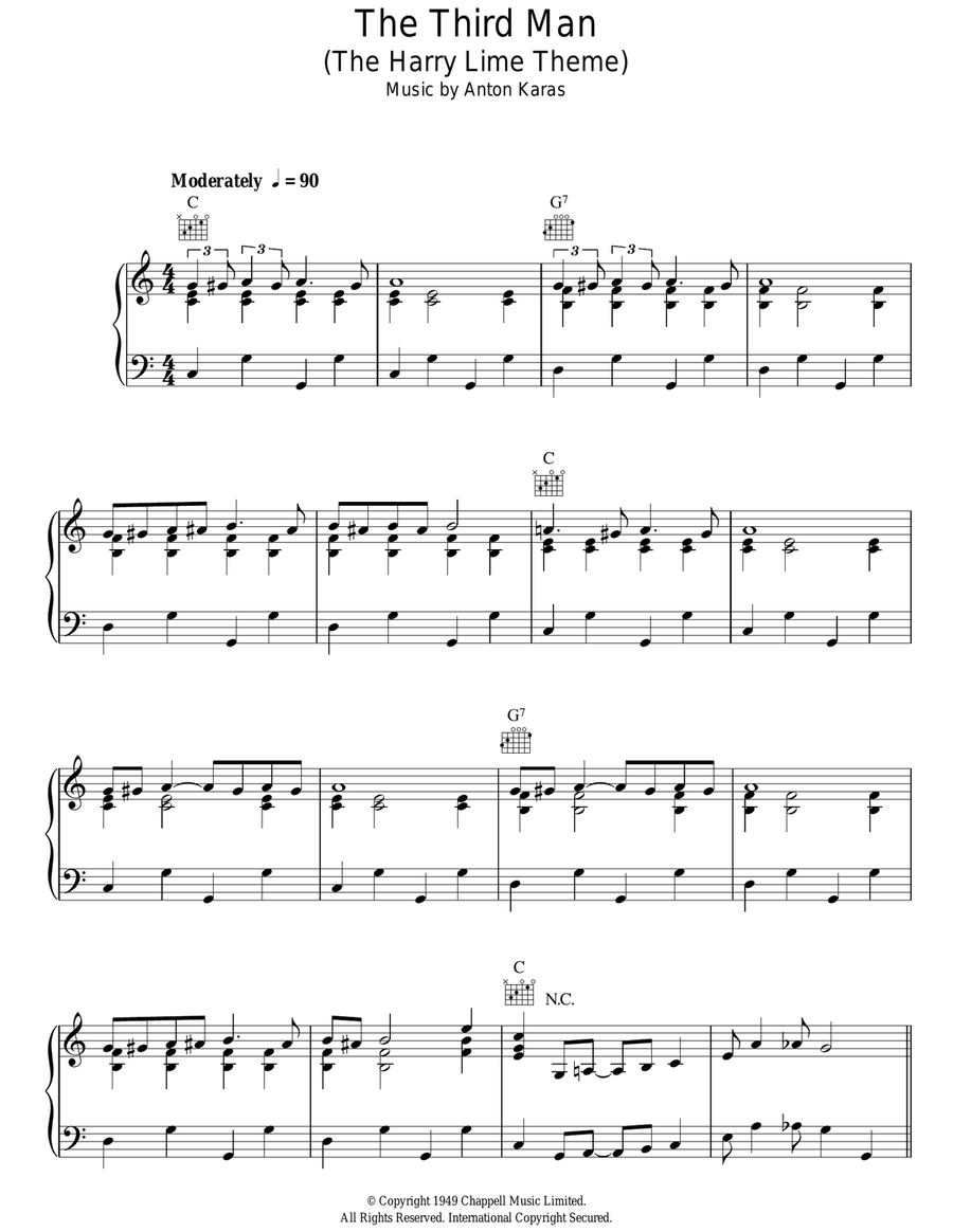 The Third Man (The Harry Lime Theme) Piano Solo scores gallery preview page 1