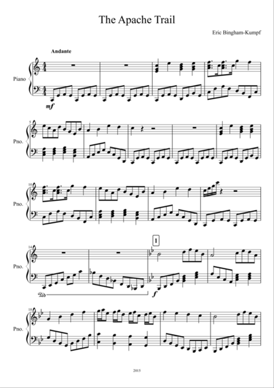The Apache Trail Piano Solo scores gallery preview page 1
