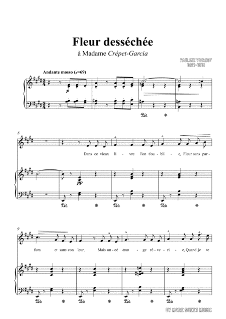 Viardot-Fleur desséchée in E Major,for Voice and Piano