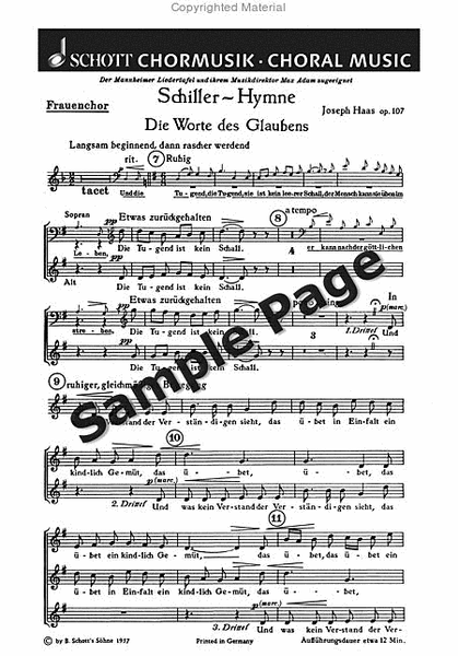 Haas J Schillerhymne Op107