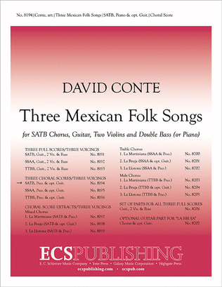 Book cover for Three Mexican Folk Songs (Piano/Choral Score)
